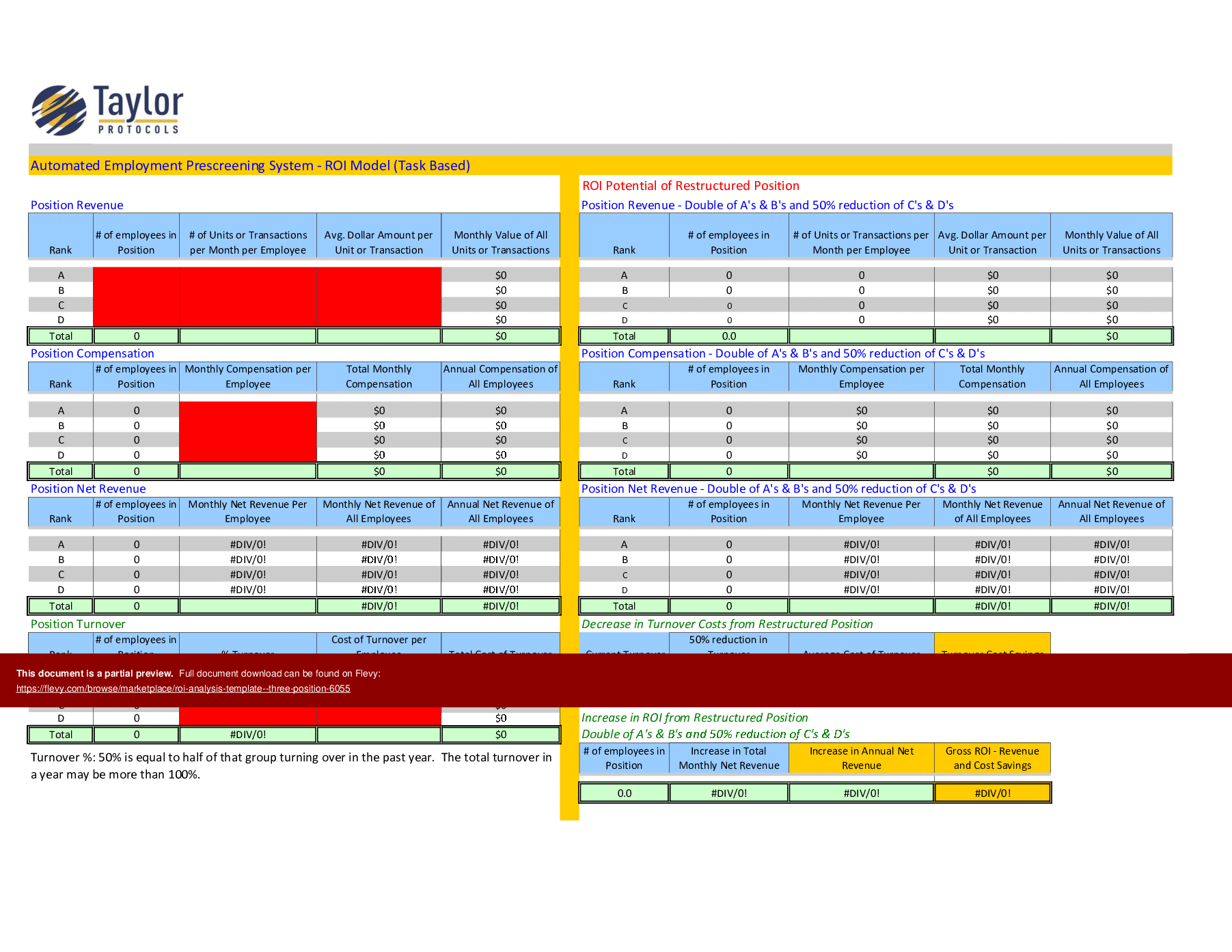 Human Productivity Calculator & Capacity Model - 3 Positions (Excel workbook (XLSX)) Preview Image