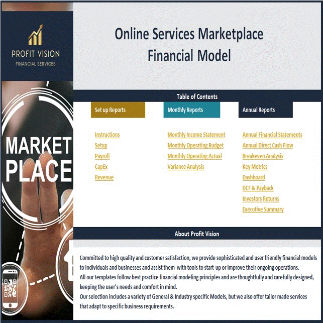Online Services Marketplace Financial Model (Excel template (XLSX)) Preview Image
