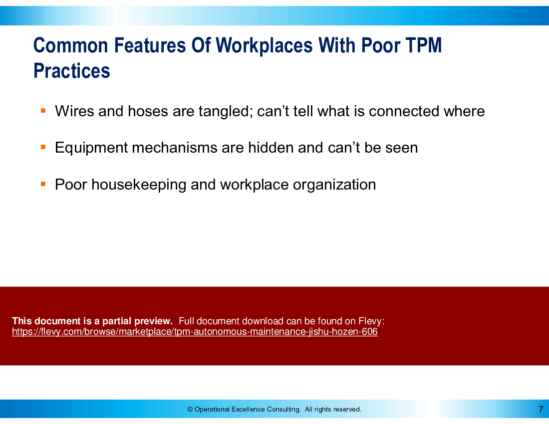 TPM: Autonomous Maintenance (Jishu Hozen) (159-slide PowerPoint presentation (PPTX)) Preview Image