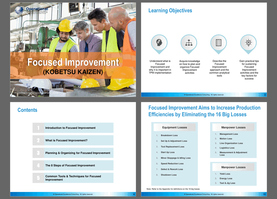 TPM: Focused Improvement (Kobetsu Kaizen) (152-slide PPT PowerPoint presentation (PPTX)) Preview Image