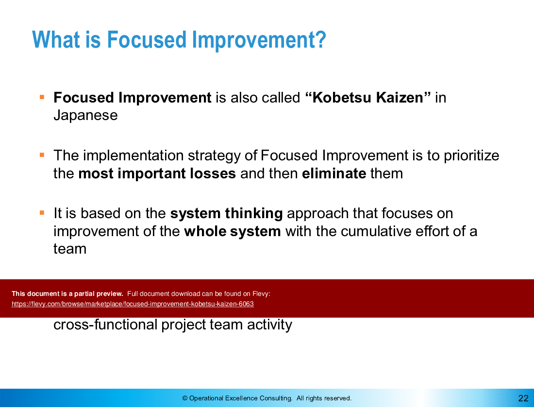 TPM: Focused Improvement (Kobetsu Kaizen) (152-slide PPT PowerPoint presentation (PPTX)) Preview Image