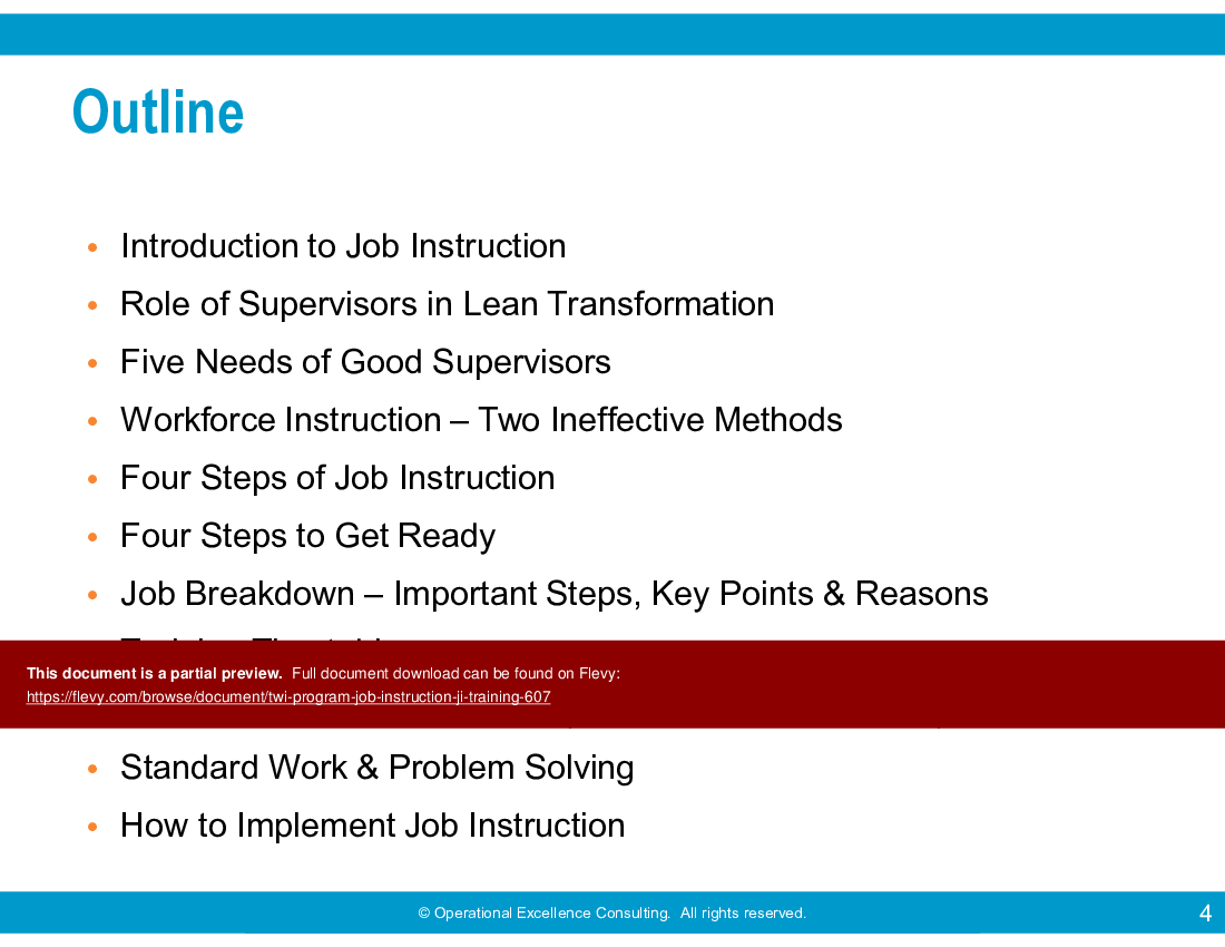 This is a partial preview of TWI Program: Job Instruction (JI) Training (131-slide PowerPoint presentation (PPTX)). Full document is 131 slides. 