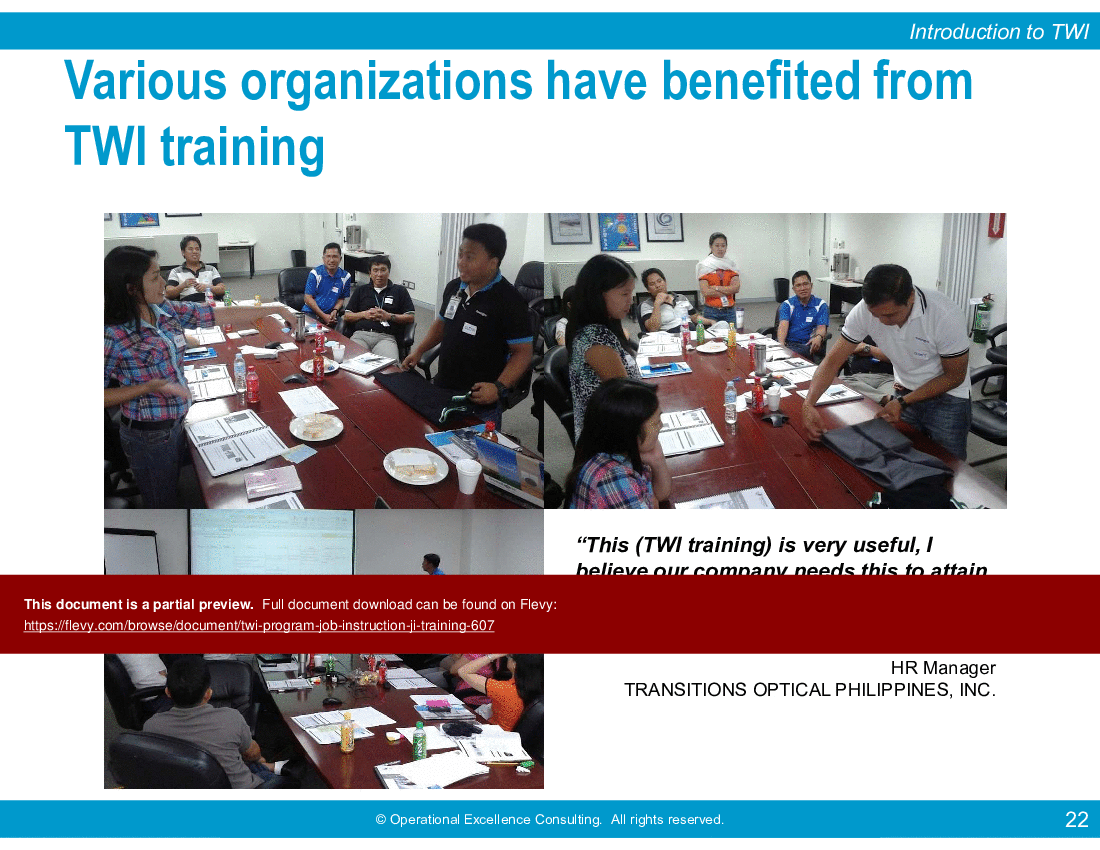 TWI Program: Job Instruction (JI) Training (131-slide PowerPoint presentation (PPTX)) Preview Image