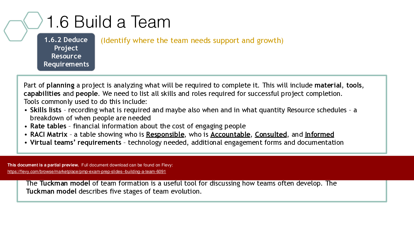 PMP Exam Prep Slides - Building a Team (113-page PDF document) Preview Image