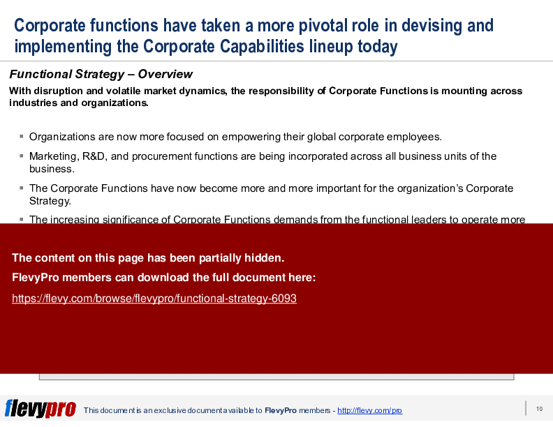 This is a partial preview of Functional Strategy (28-slide PowerPoint presentation (PPTX)). Full document is 28 slides. 