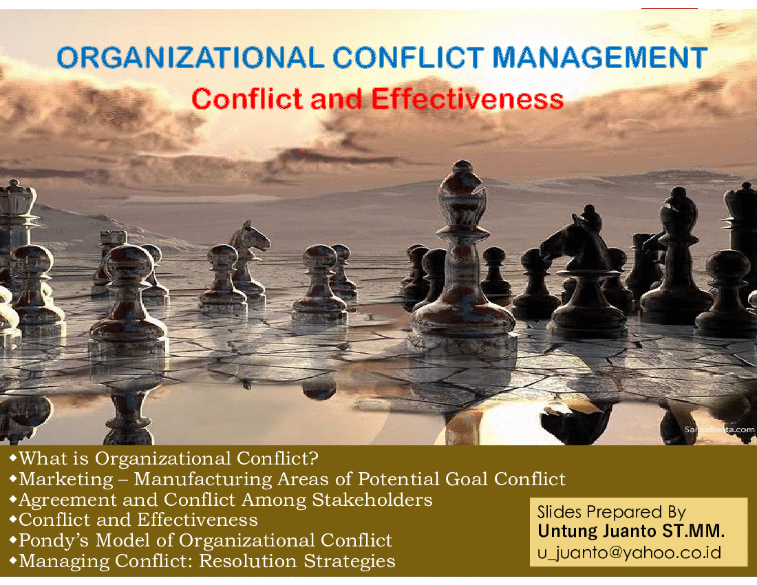 Organizational Conflict Management (19-slide PowerPoint presentation (PPT)) Preview Image