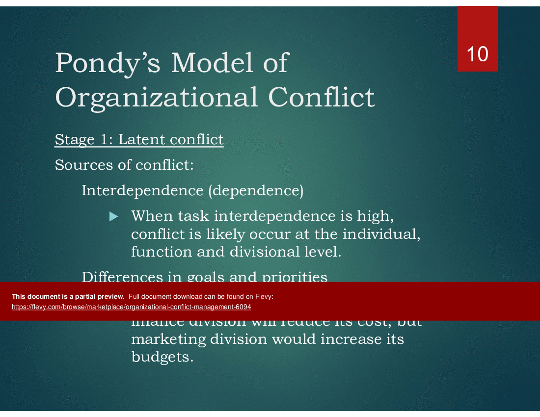 This is a partial preview of Organizational Conflict Management (19-slide PowerPoint presentation (PPT)). Full document is 19 slides. 