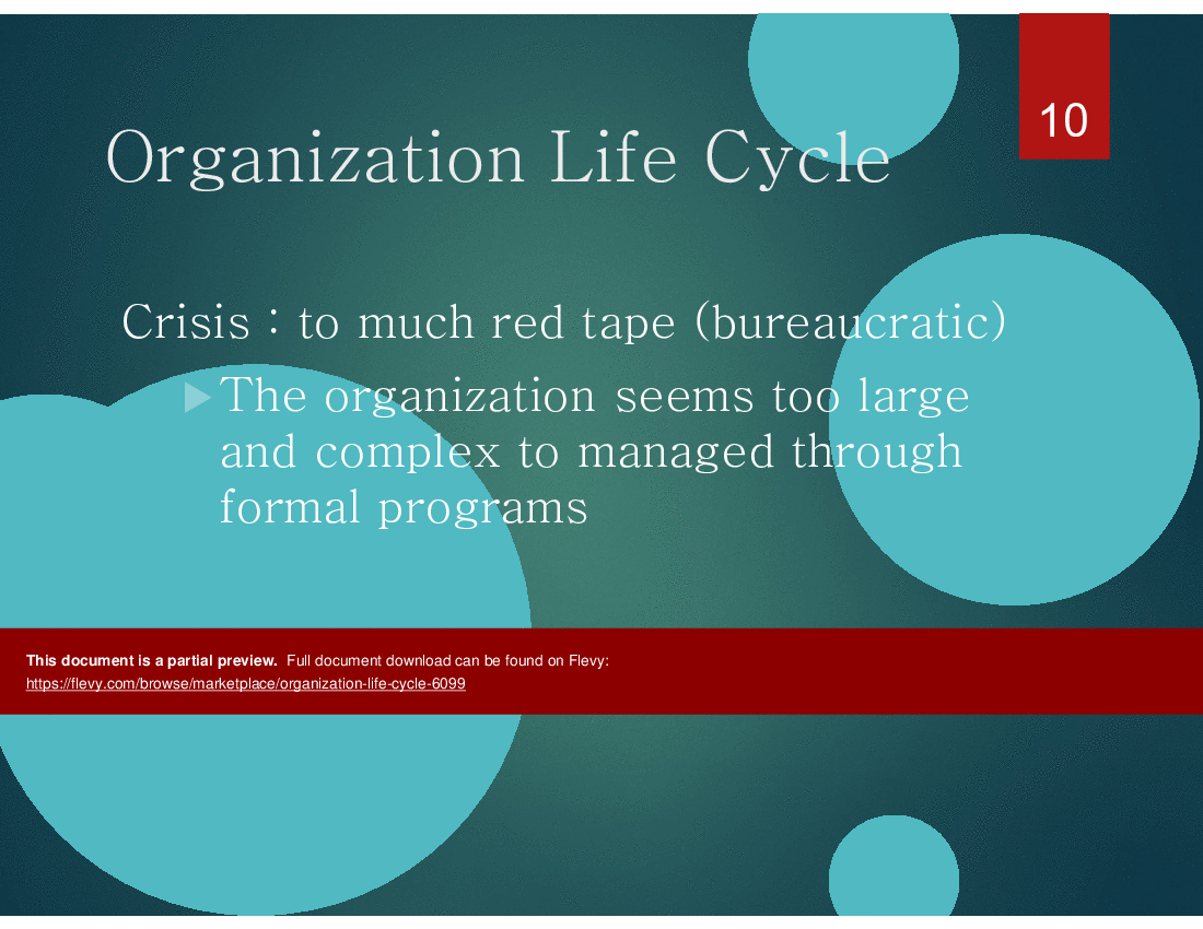 This is a partial preview of Organization Life Cycle (18-slide PowerPoint presentation (PPT)). Full document is 18 slides. 