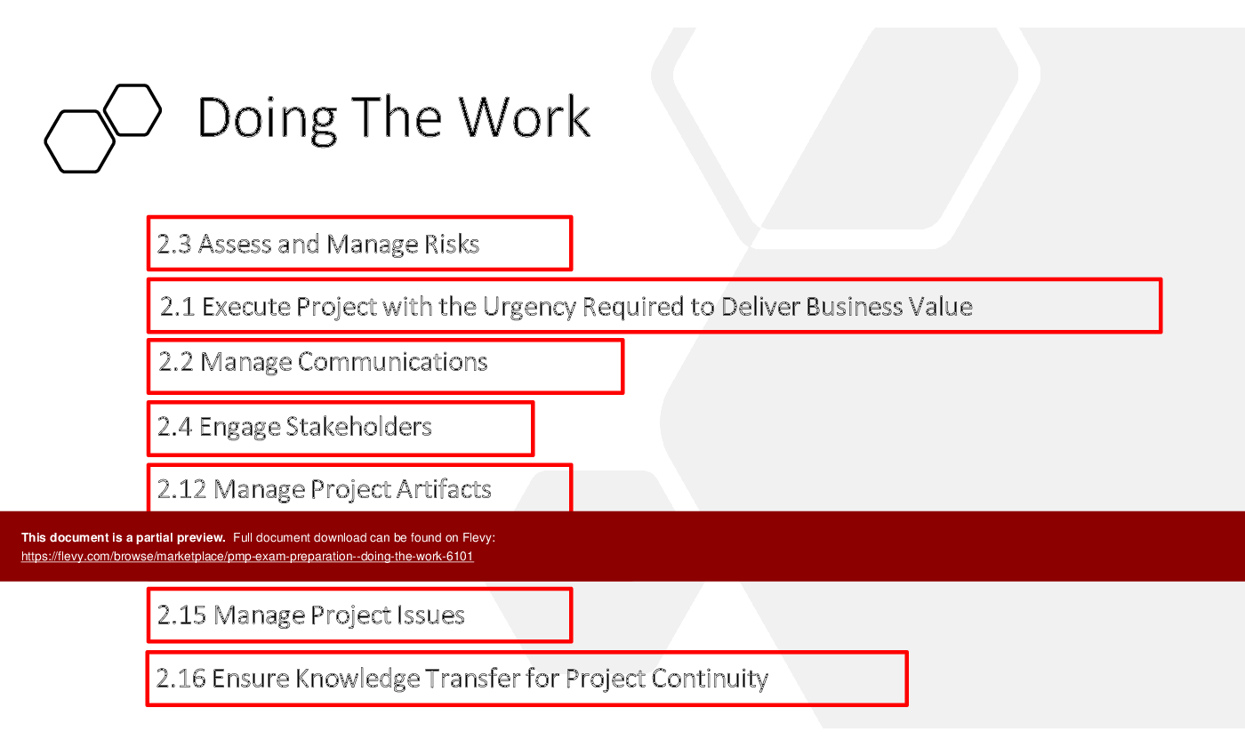 PMP Exam Preparation - Doing the Work (144-slide PPT PowerPoint presentation (PPTX)) Preview Image