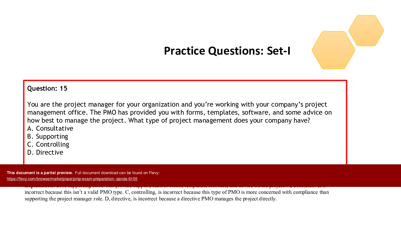 PMP Exam Preparation - Q&A (295-slide PPT PowerPoint presentation (PPTX)) Preview Image