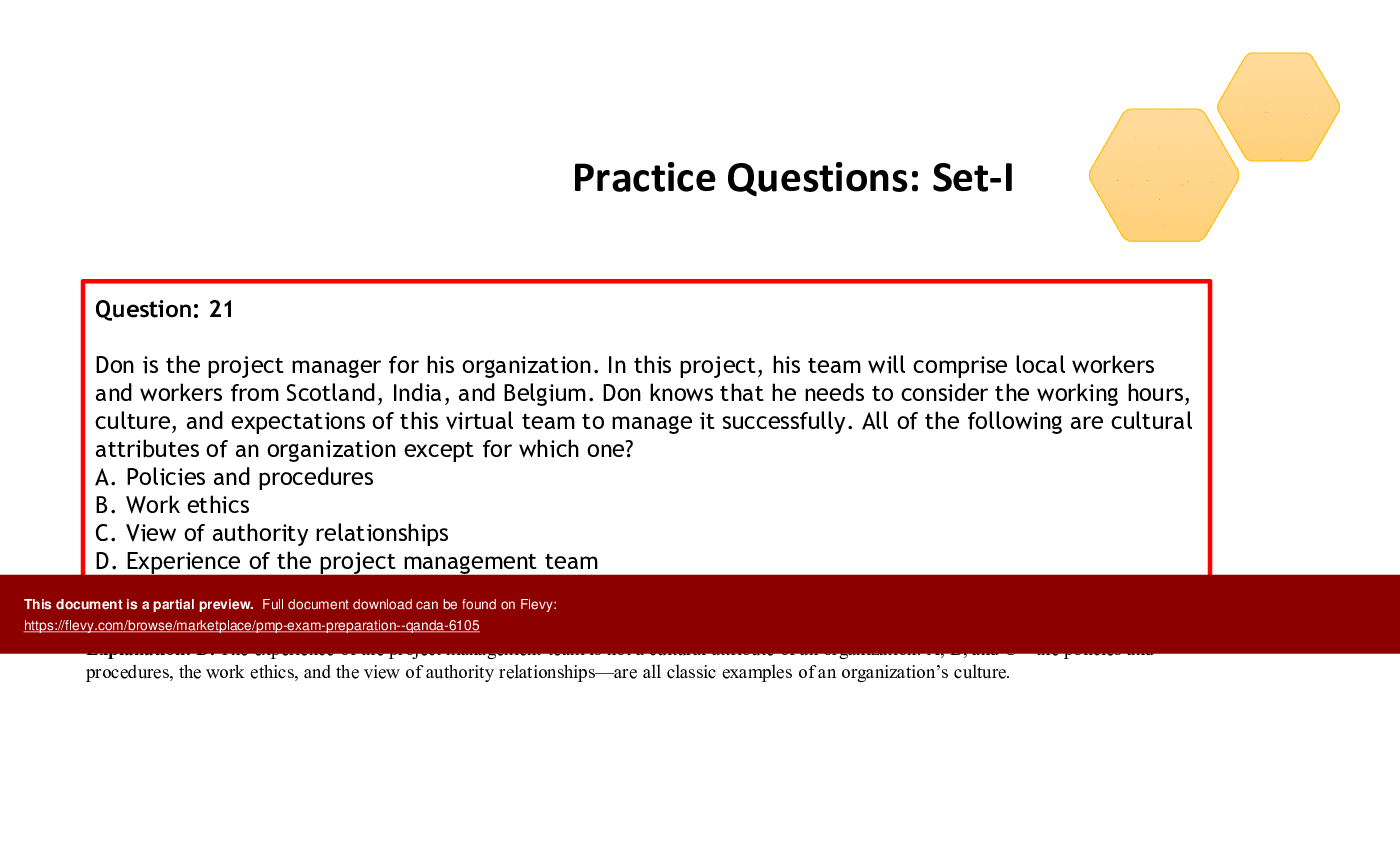 PMP Exam Preparation - Q&A (295-slide PPT PowerPoint presentation (PPTX)) Preview Image