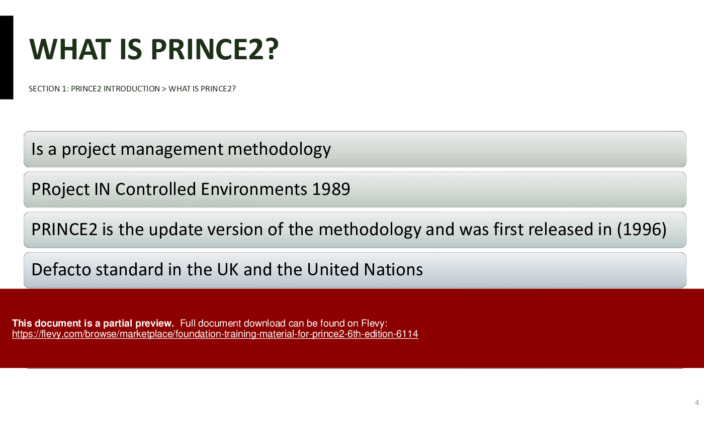 Foundation Training Material for PRINCE2 (6th Edition) (219-slide PowerPoint presentation (PPTX)) Preview Image