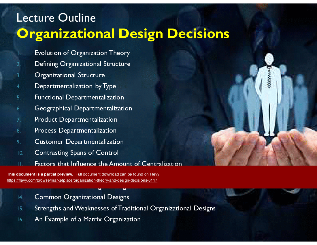 Organization Theory (46-slide PPT PowerPoint presentation (PPT)) Preview Image