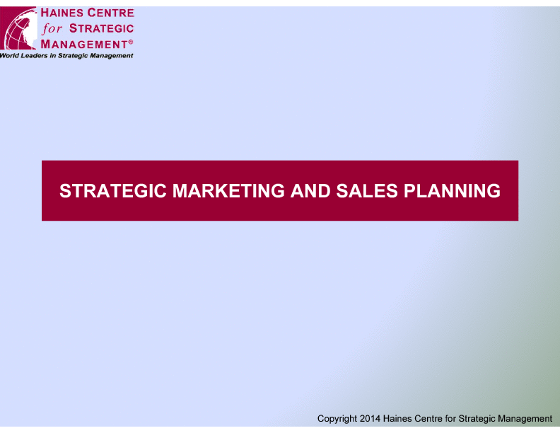 This is a partial preview of Strategic Marketing and Sales Planning (160-slide PowerPoint presentation (PPTX)). Full document is 160 slides. 