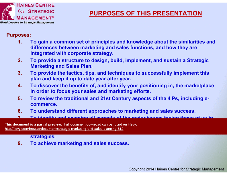 Strategic Marketing and Sales Planning (160-slide PowerPoint presentation (PPTX)) Preview Image