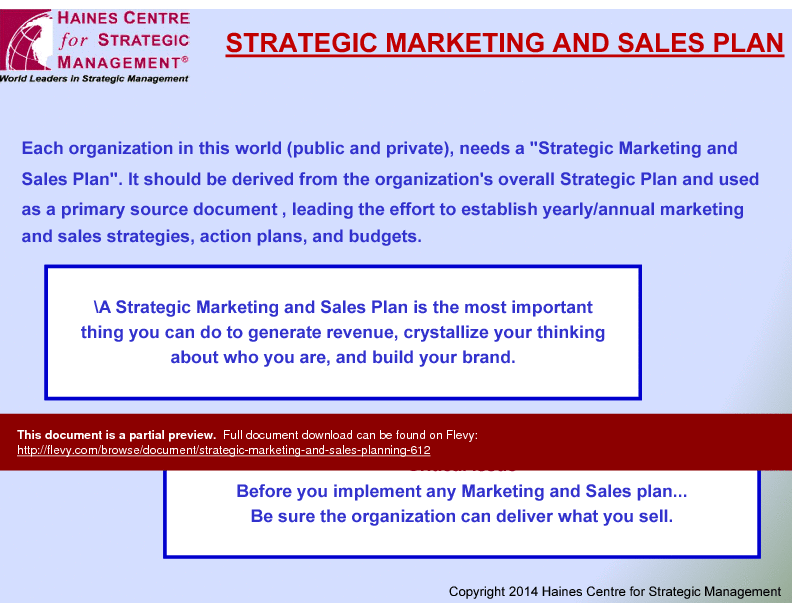 This is a partial preview of Strategic Marketing and Sales Planning (160-slide PowerPoint presentation (PPTX)). Full document is 160 slides. 