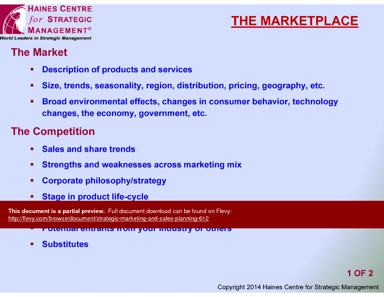 Strategic Marketing and Sales Planning (160-slide PowerPoint presentation (PPTX)) Preview Image