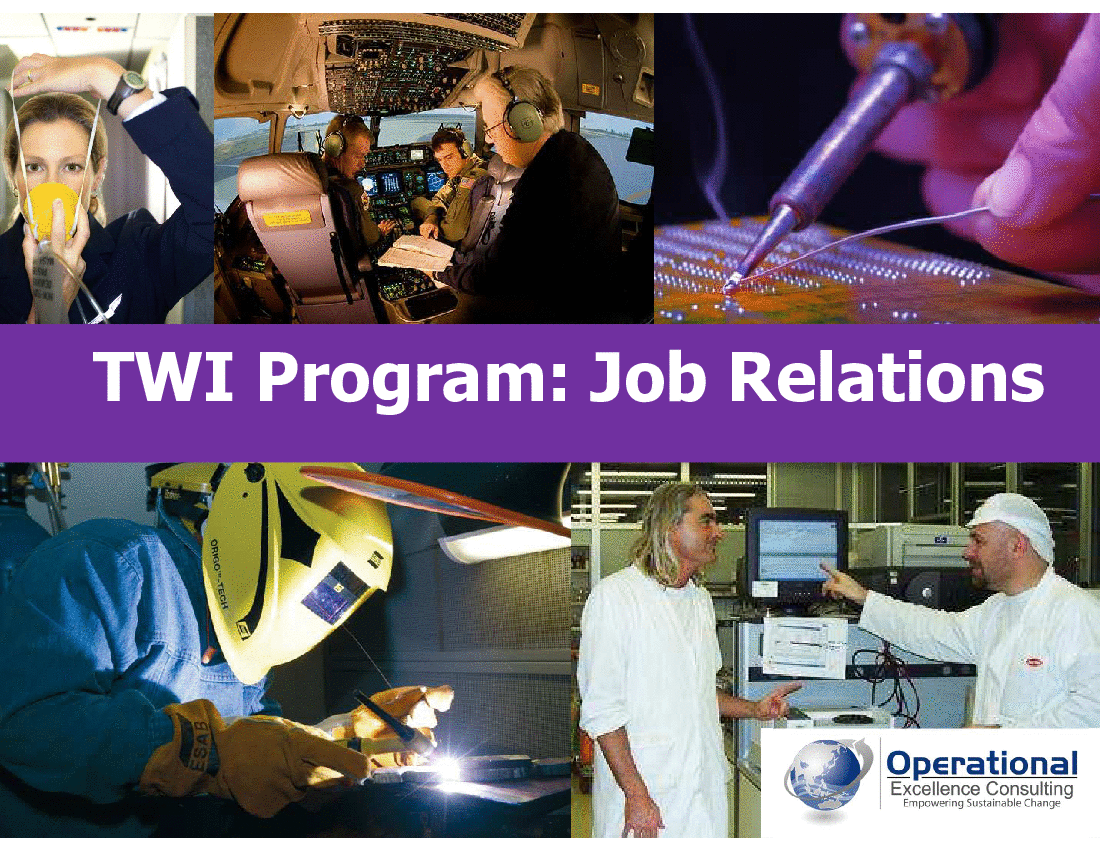 This is a partial preview of TWI Program: Job Relations (JR) Training (70-slide PowerPoint presentation (PPTX)). Full document is 70 slides. 