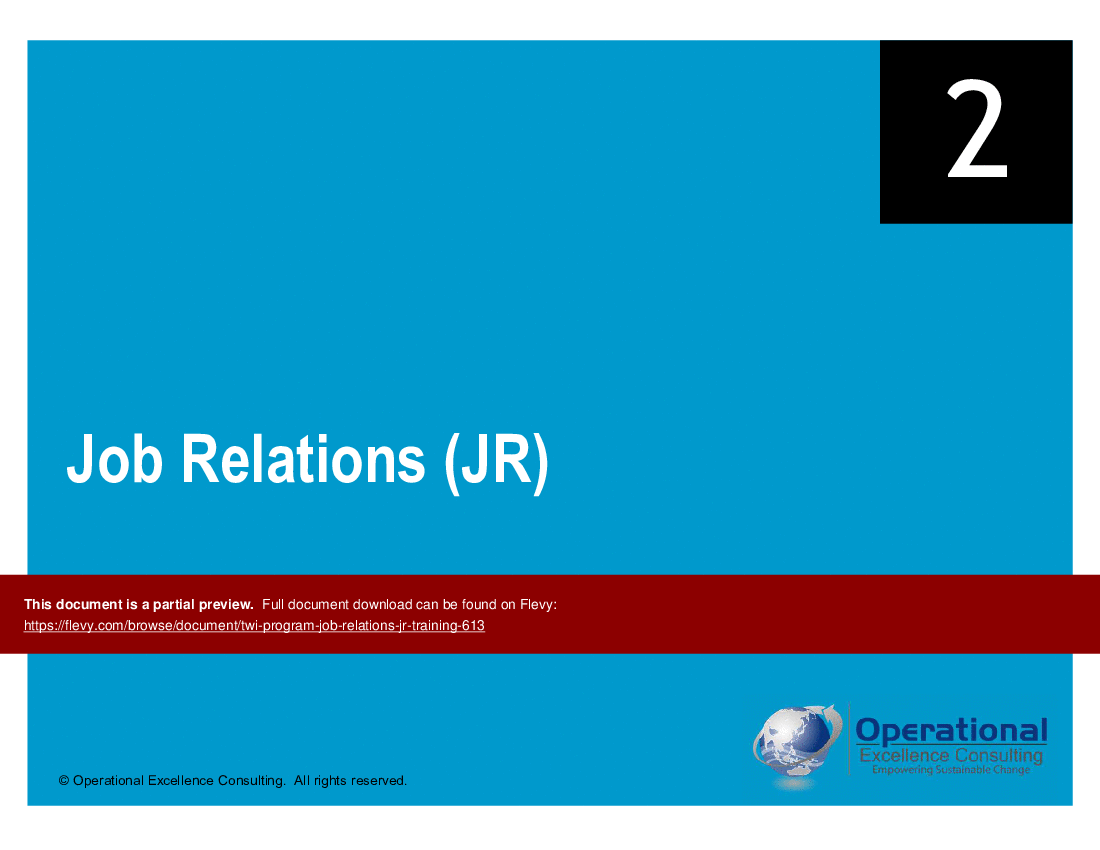 TWI Program: Job Relations (JR) Training (70-slide PPT PowerPoint presentation (PPTX)) Preview Image