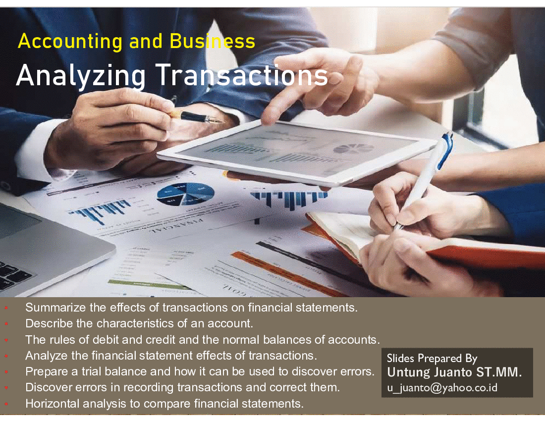 Accounting Analyzing Transaction (79-slide PPT PowerPoint presentation (PPT)) Preview Image