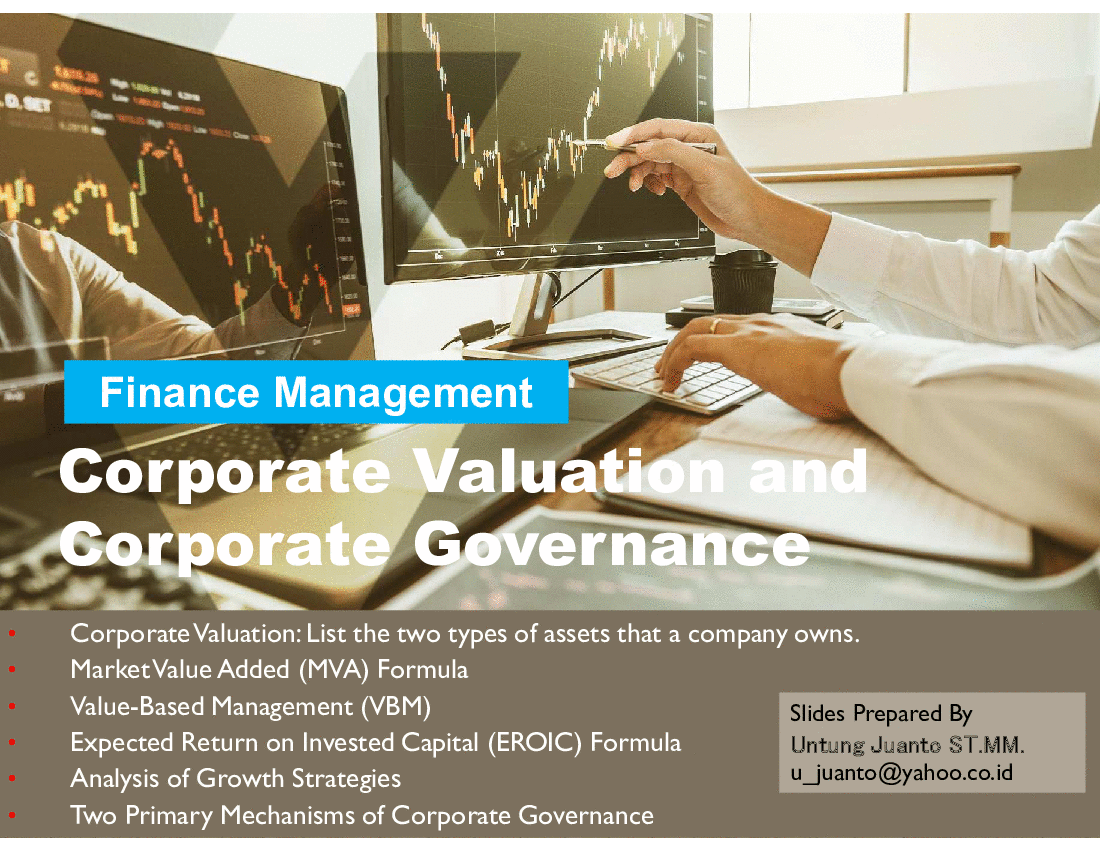 Corporate Valuation and Corporate Governance (46-slide PPT PowerPoint presentation (PPT)) Preview Image