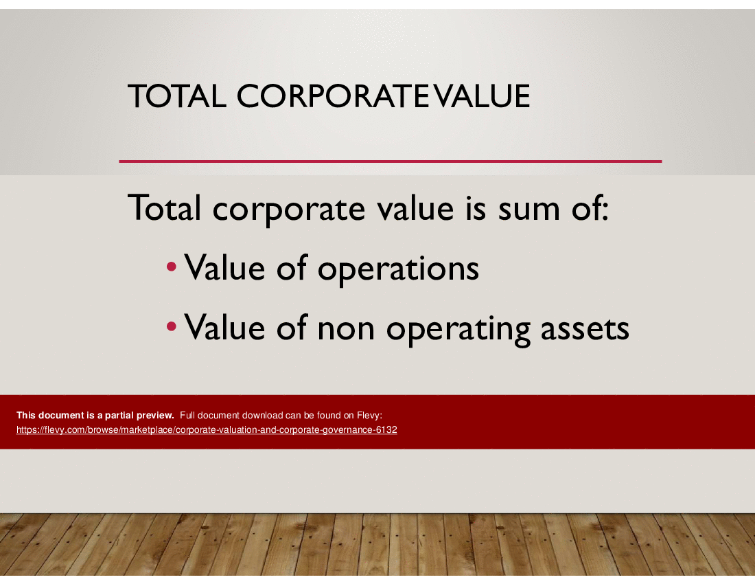 This is a partial preview of Corporate Valuation and Corporate Governance (46-slide PowerPoint presentation (PPT)). Full document is 46 slides. 
