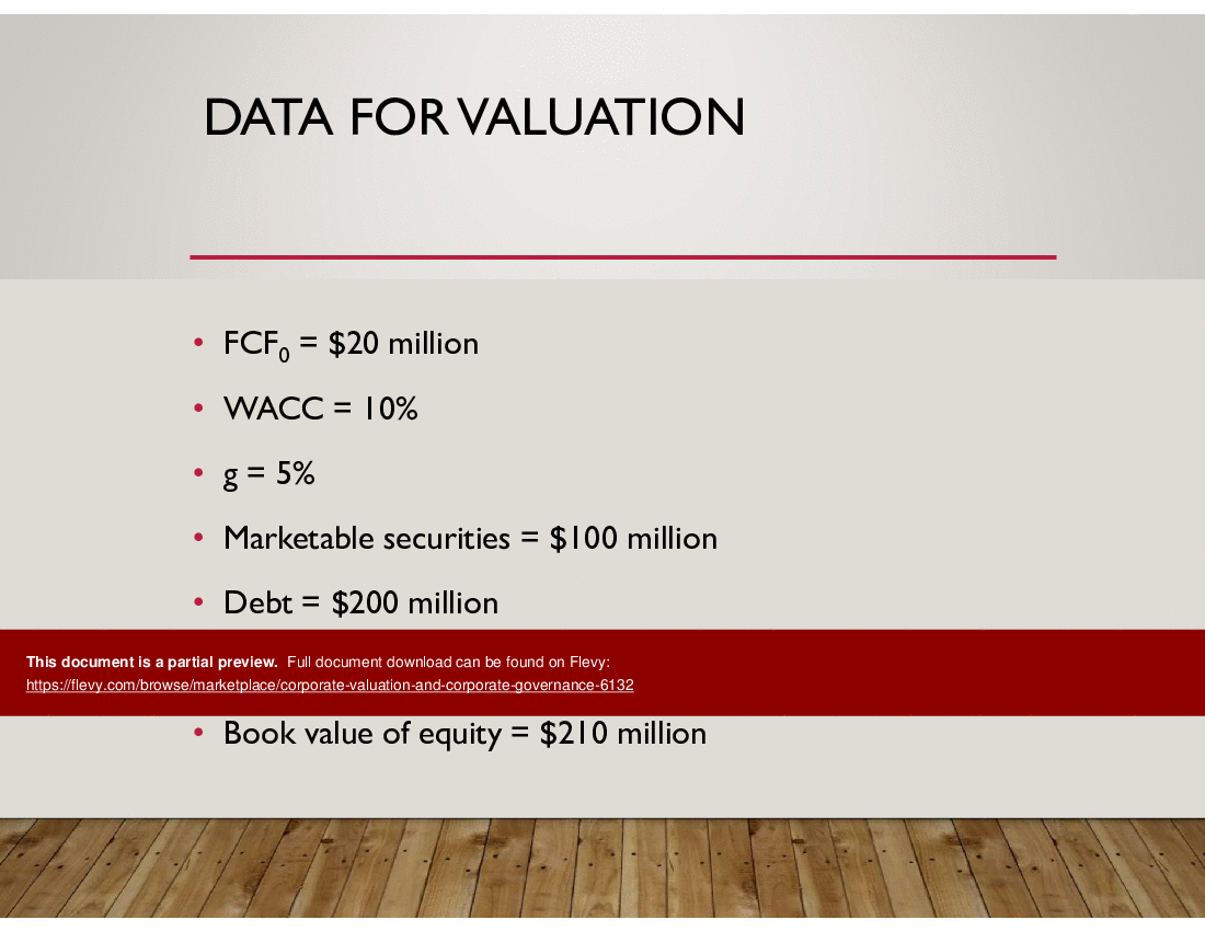 This is a partial preview of Corporate Valuation and Corporate Governance (46-slide PowerPoint presentation (PPT)). Full document is 46 slides. 