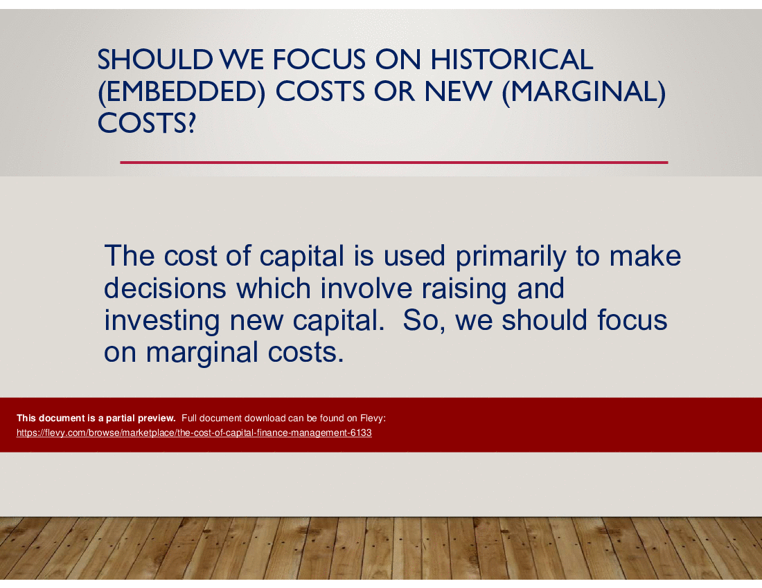 This is a partial preview of The Cost of Capital (Finance Management) (57-slide PowerPoint presentation (PPT)). Full document is 57 slides. 