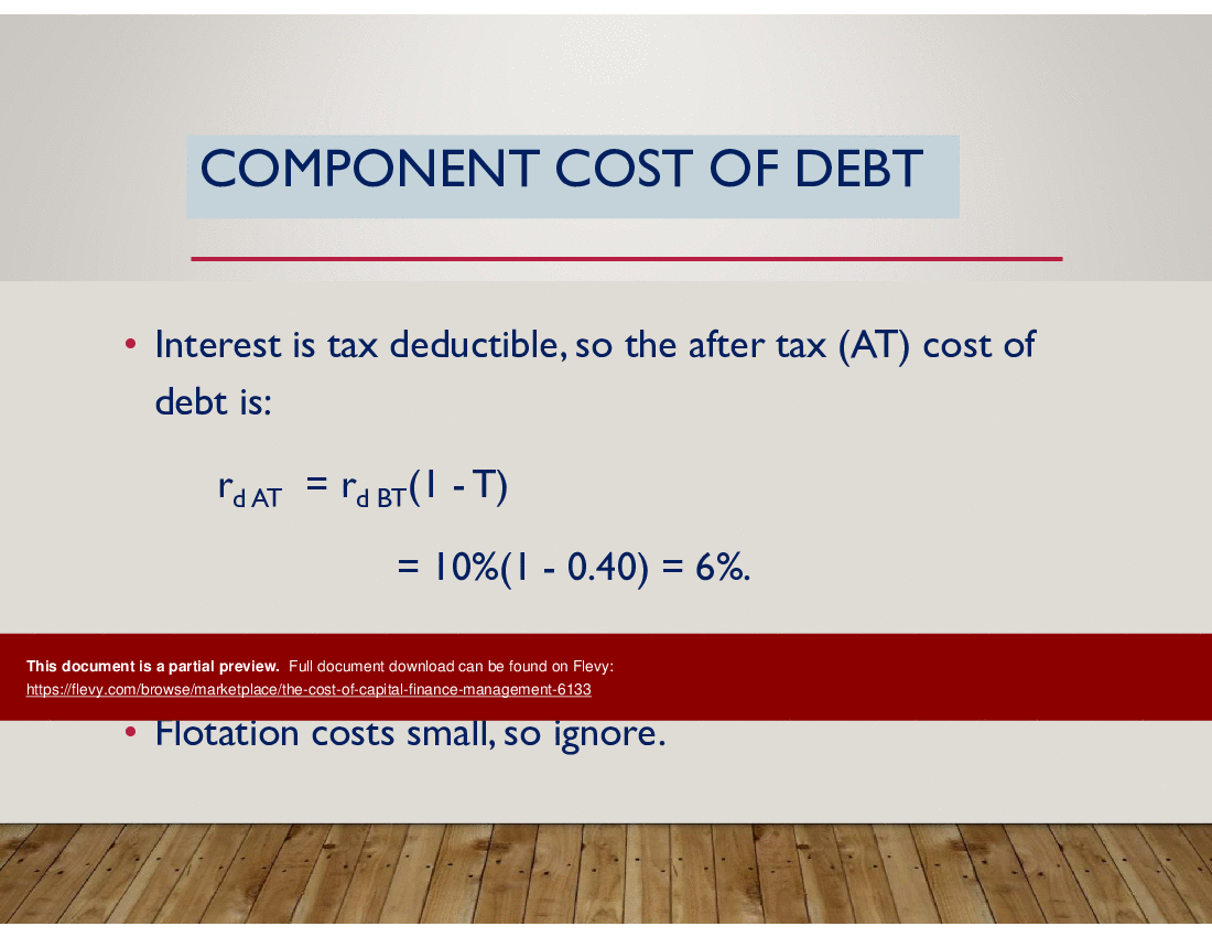 This is a partial preview of The Cost of Capital (Finance Management) (57-slide PowerPoint presentation (PPT)). Full document is 57 slides. 