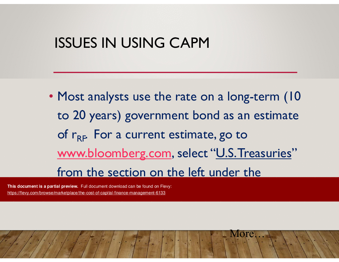 The Cost of Capital (Finance Management) (57-slide PPT PowerPoint presentation (PPT)) Preview Image