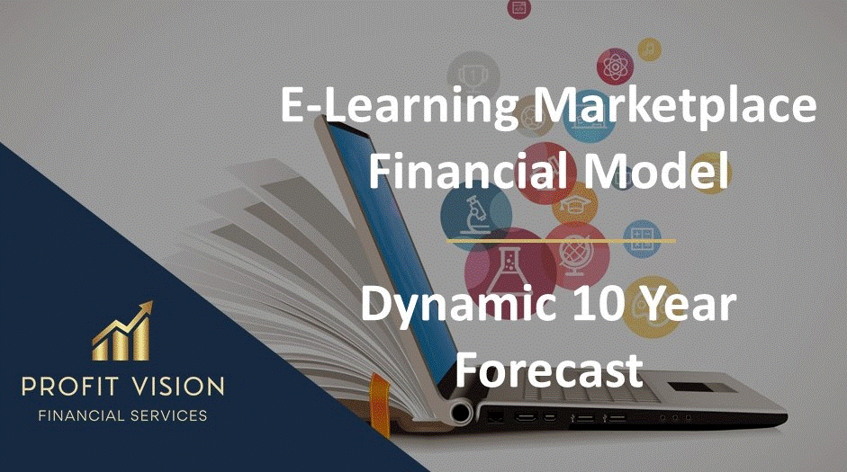 This is a partial preview of E-Learning Marketplace - Dynamic 10 Year Financial Model (Excel workbook (XLSX)). 