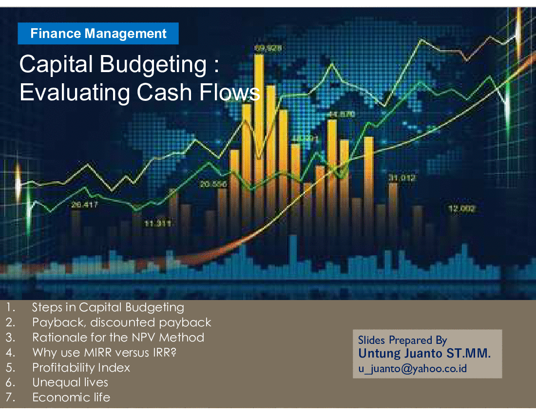 Capital Budgeting  - Evaluating Cash Flows