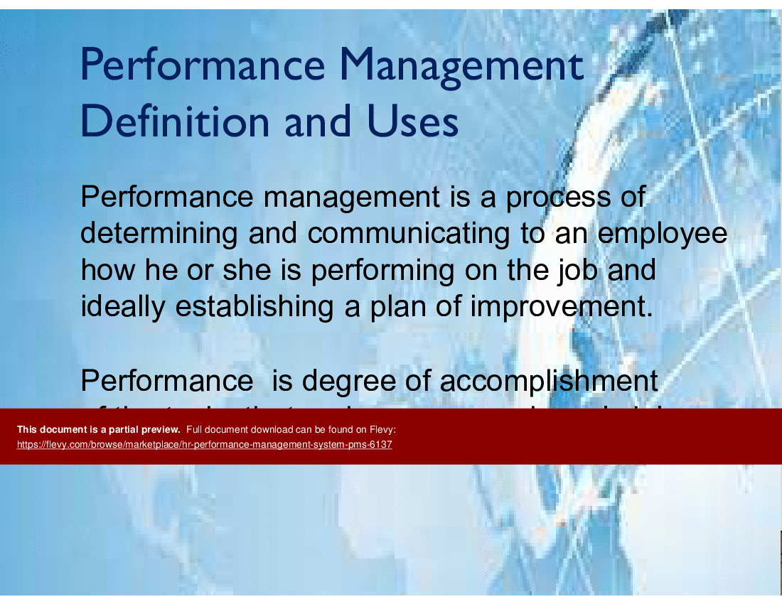 This is a partial preview of HR Performance Management System (PMS) (28-slide PowerPoint presentation (PPT)). Full document is 28 slides. 