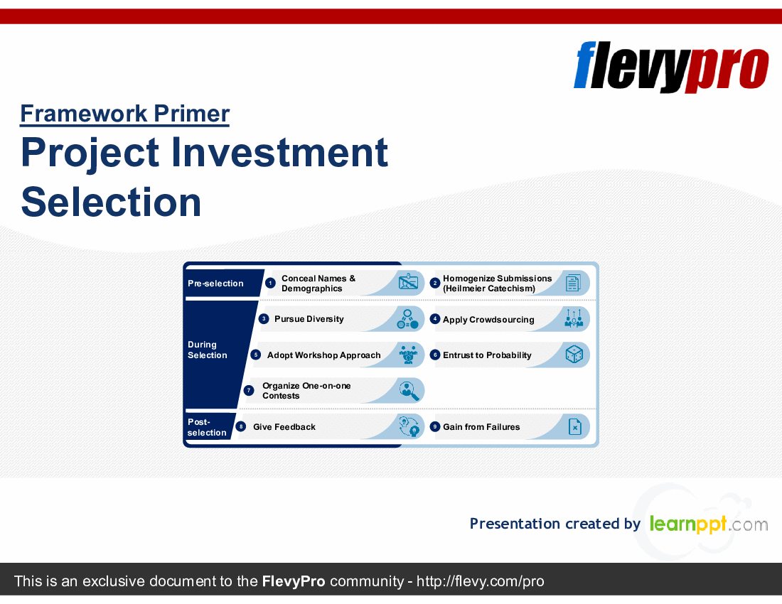 This is a partial preview of Project Investment Selection (29-slide PowerPoint presentation (PPTX)). Full document is 29 slides. 