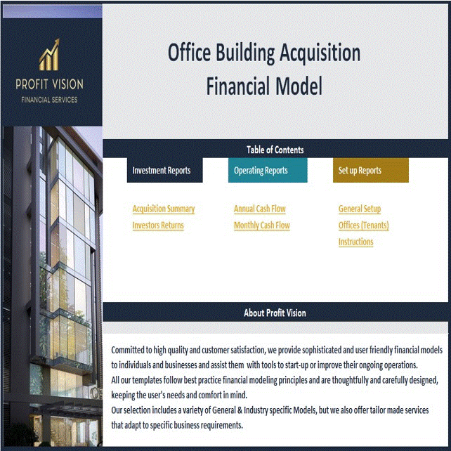 This is a partial preview of Office Building Acquisition Financial Model (Excel workbook (XLSX)). 