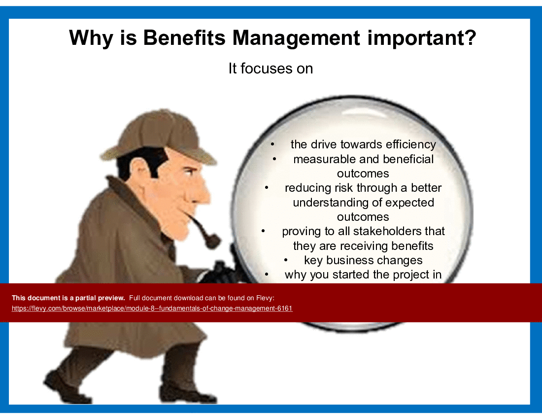 This is a partial preview of FCM 8 - Benefits Management, Continuous Improvement & Success/Failure (61-slide PowerPoint presentation (PPT)). Full document is 61 slides. 