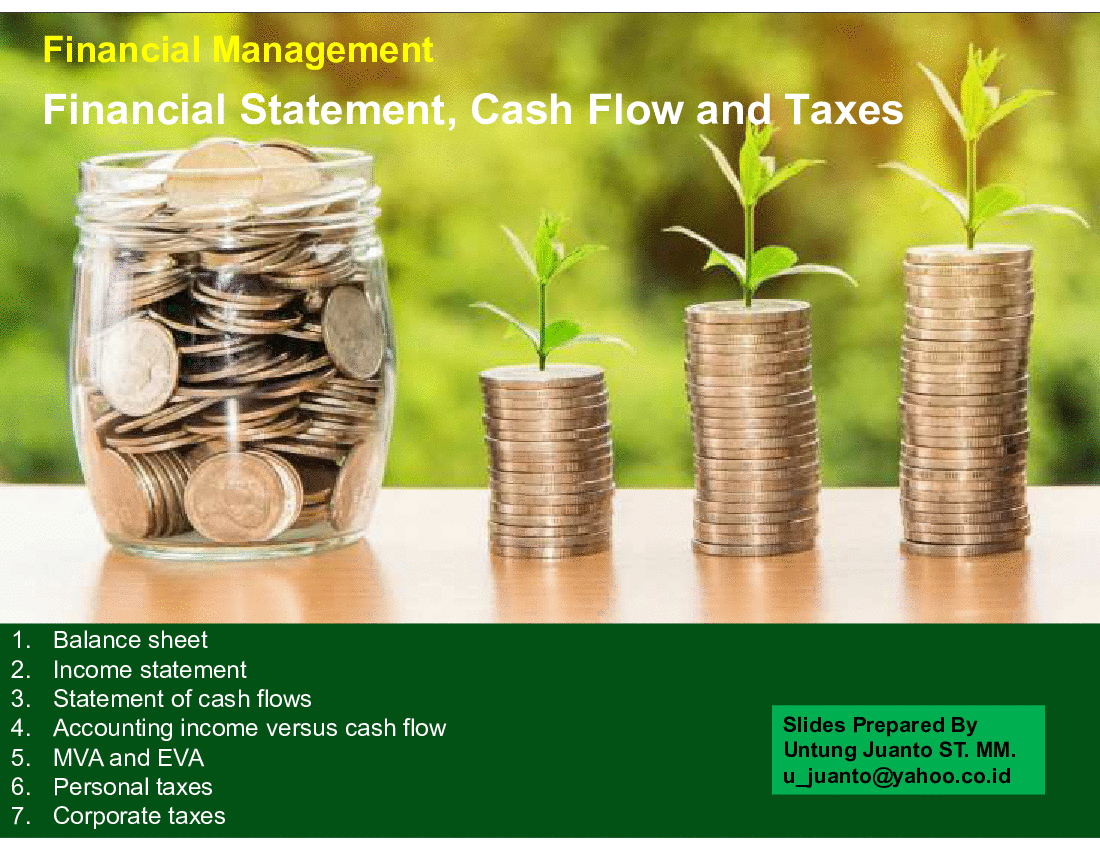 Financial Statement, Cash Flow and Taxes