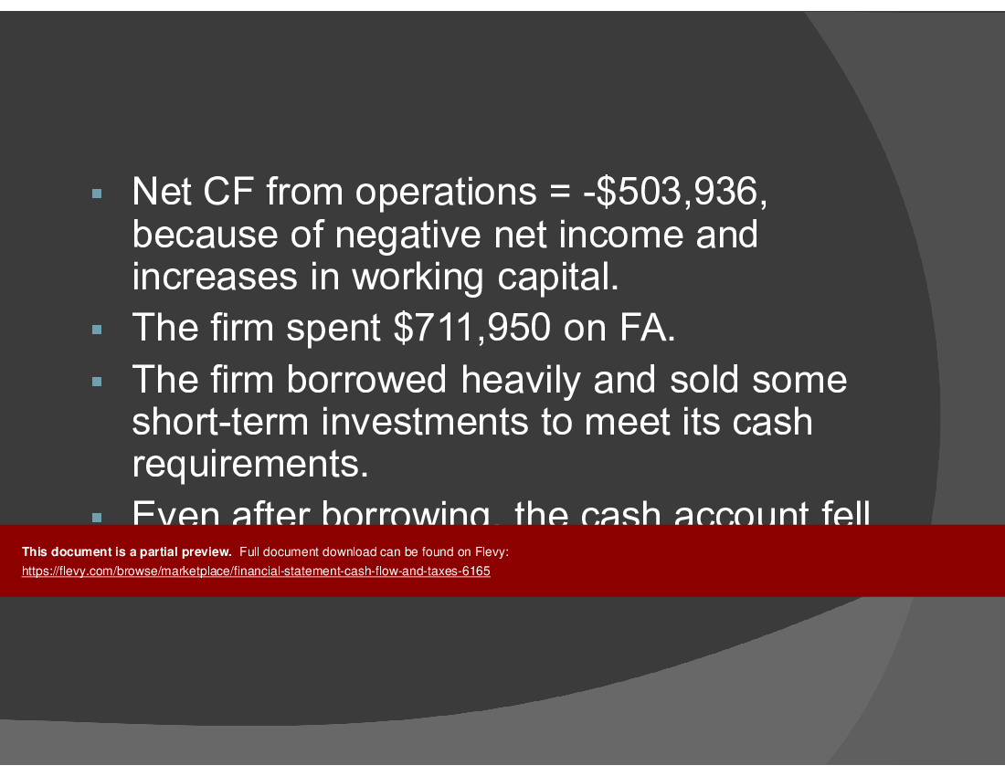 Financial Statement, Cash Flow and Taxes (40-slide PowerPoint presentation (PPT)) Preview Image