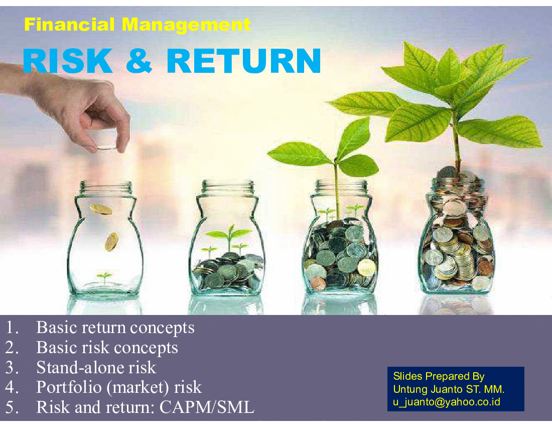 Risk and Return in Investment (Financial Management) (51-slide PPT PowerPoint presentation (PPT)) Preview Image