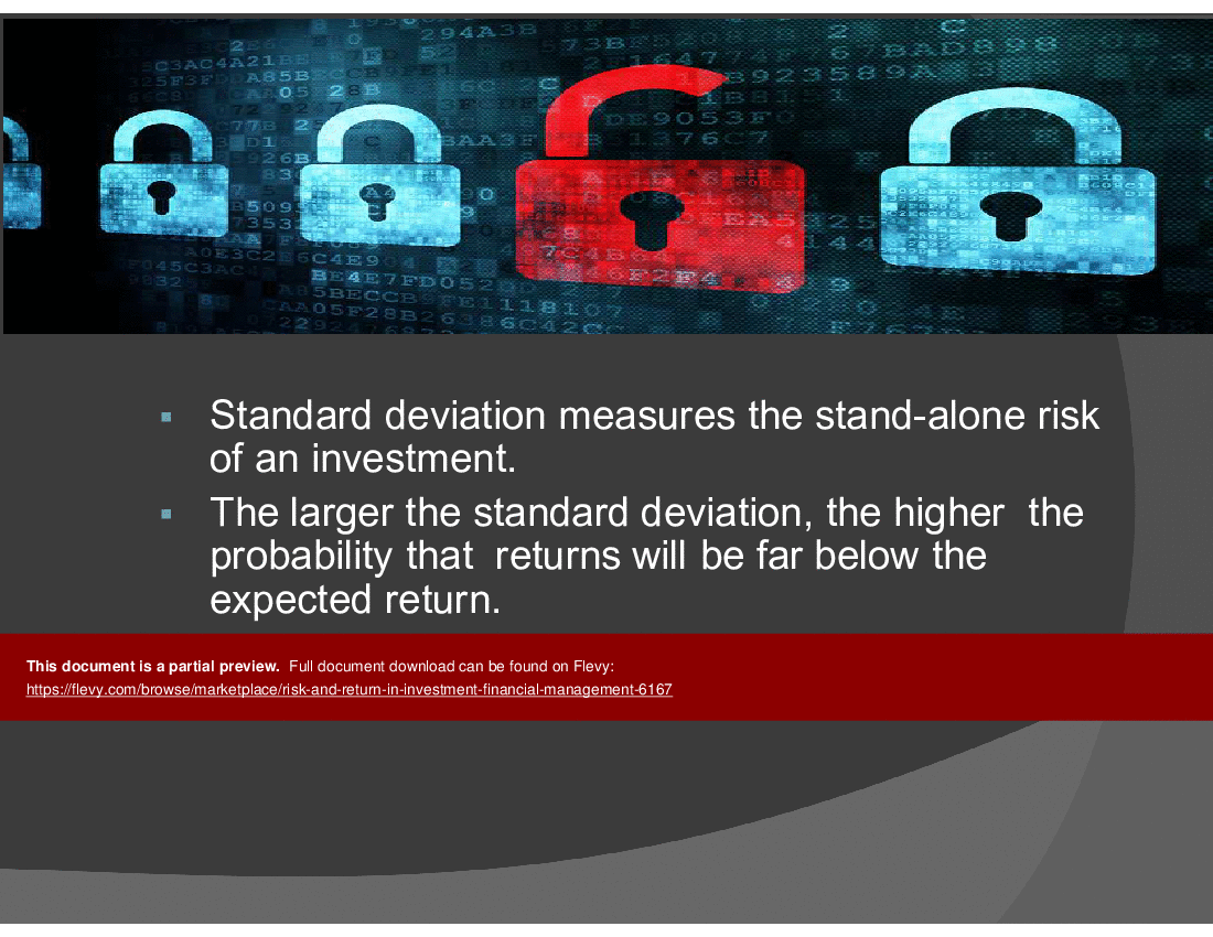 Risk and Return in Investment (Financial Management) (51-slide PPT PowerPoint presentation (PPT)) Preview Image