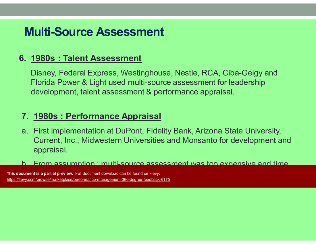 This is a partial preview of Performance Management: 360 Degree Feedback (38-slide PowerPoint presentation (PPT)). Full document is 38 slides. 