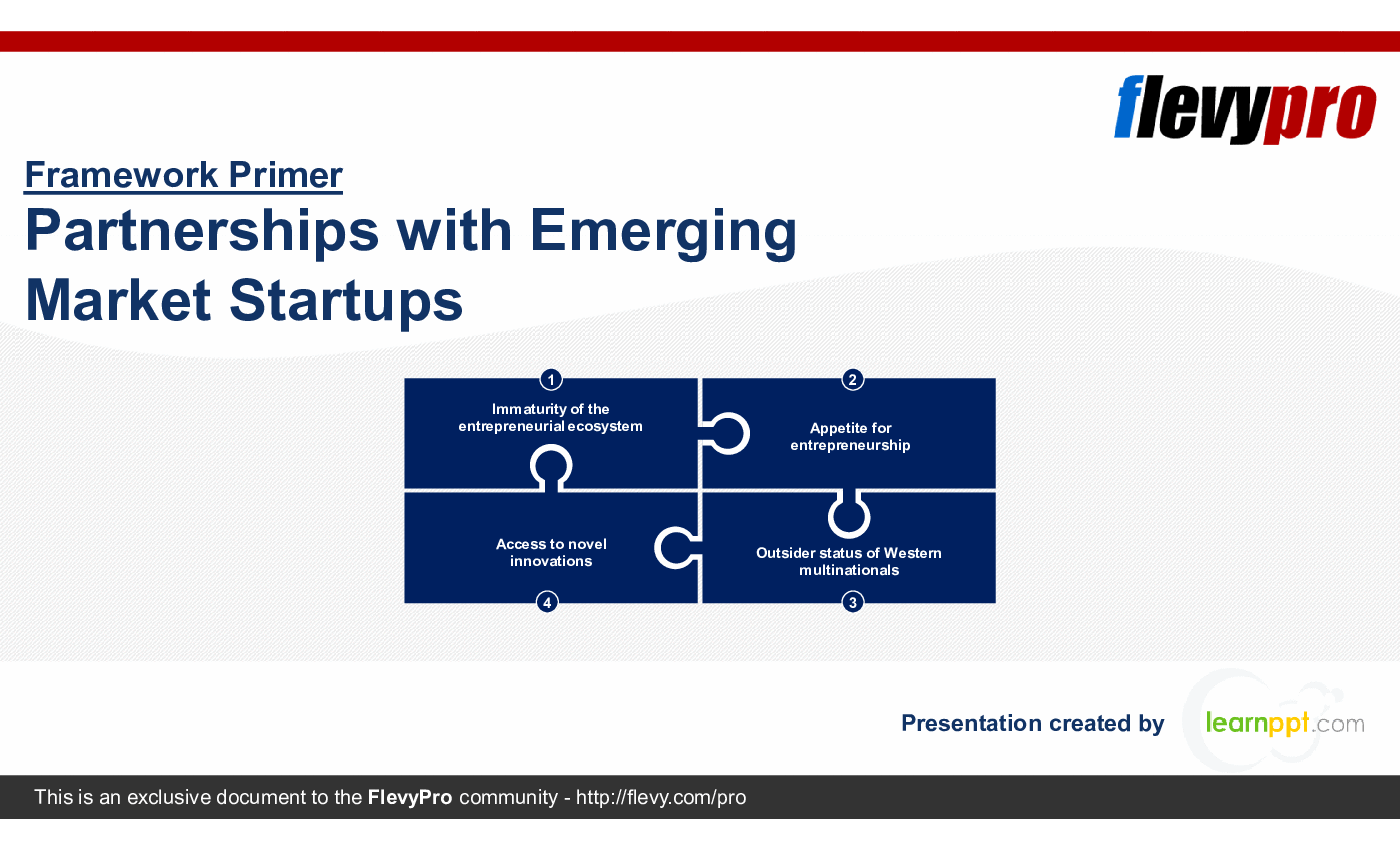This is a partial preview of Partnerships with Emerging Market Startups (24-slide PowerPoint presentation (PPTX)). Full document is 24 slides. 