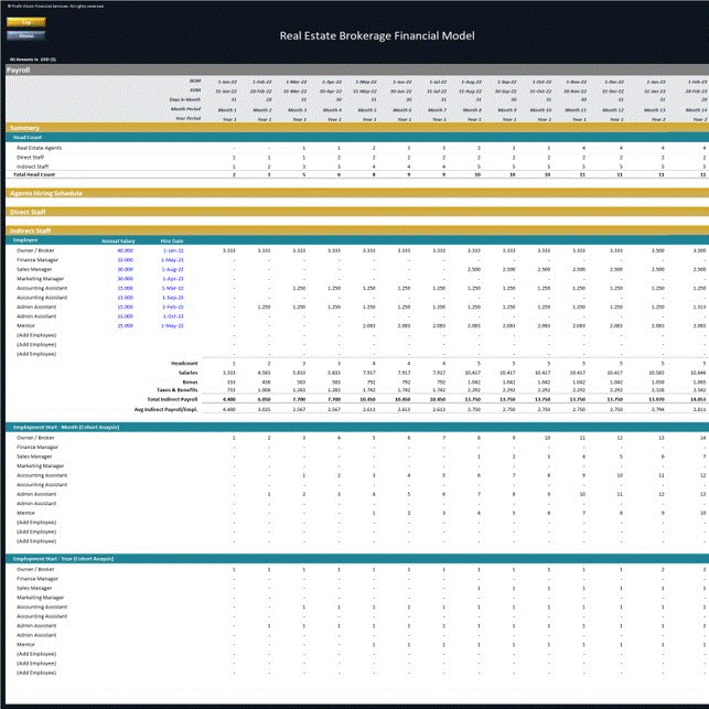 This is a partial preview of Real Estate Brokerage Financial Model (Excel workbook (XLSX)). 