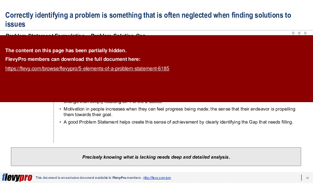 5 Elements of a Problem Statement (30-slide PPT PowerPoint presentation (PPTX)) Preview Image