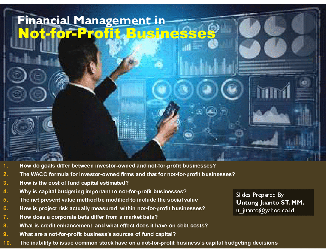 This is a partial preview of Financial Management in Not-for-Profit Businesses (30-slide PowerPoint presentation (PPT)). Full document is 30 slides. 