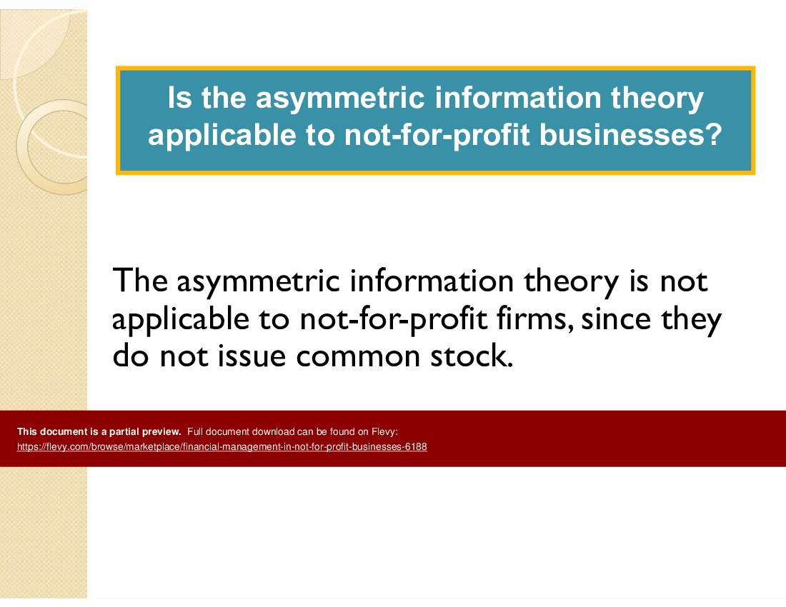 This is a partial preview of Financial Management in Not-for-Profit Businesses (30-slide PowerPoint presentation (PPT)). Full document is 30 slides. 