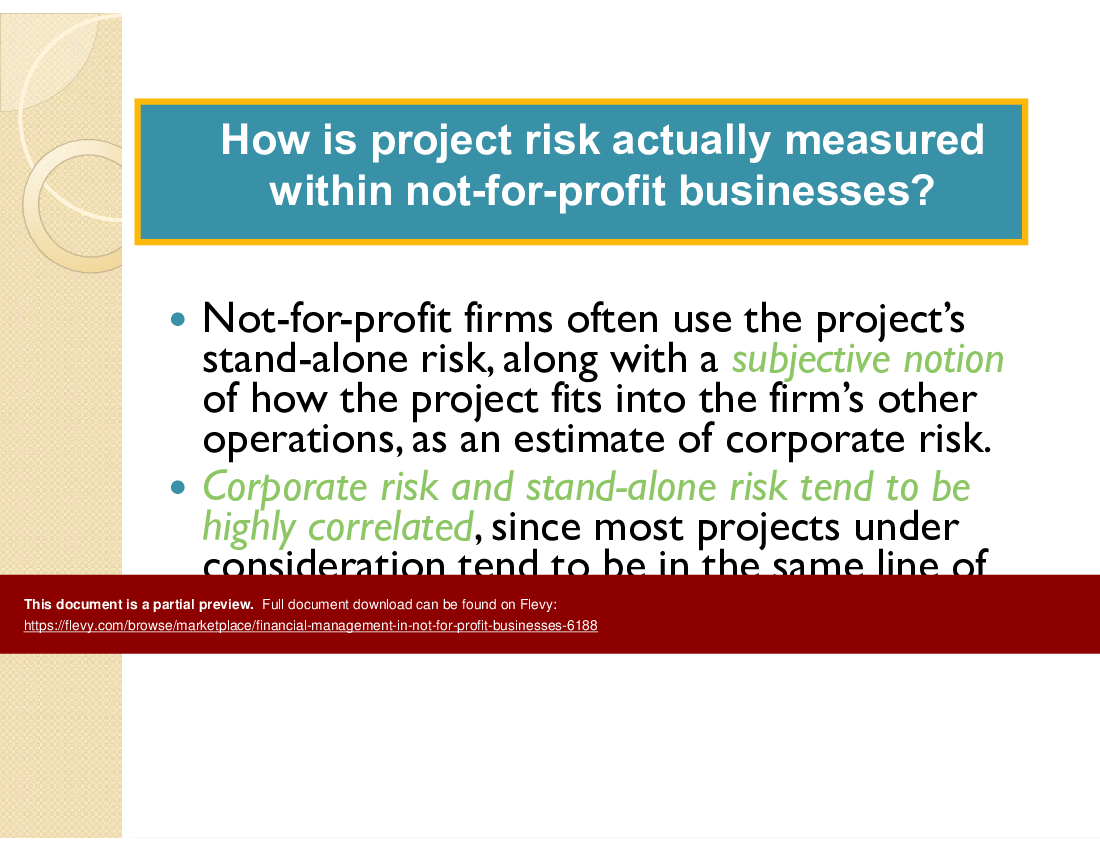 Financial Management in Not-for-Profit Businesses (30-slide PowerPoint presentation (PPT)) Preview Image