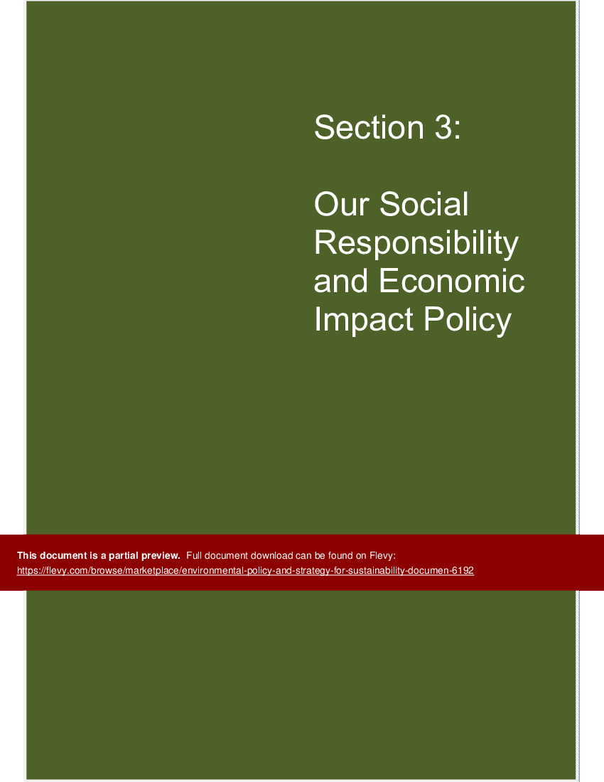 Environmental Policy and Strategy for Sustainability (19-page Word document) Preview Image