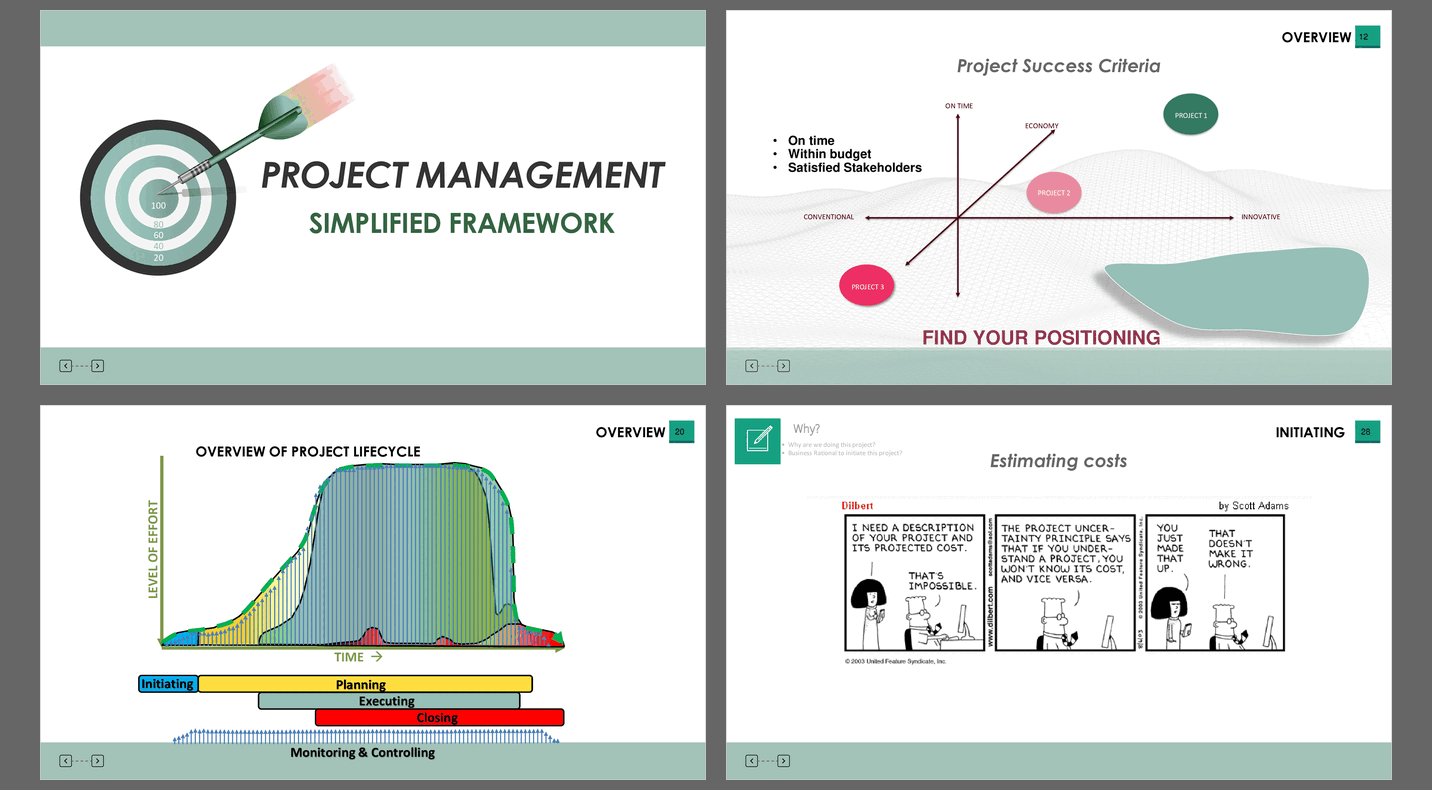 Project Management - Simplified Framework (166-slide PPT PowerPoint presentation (PPTX)) Preview Image