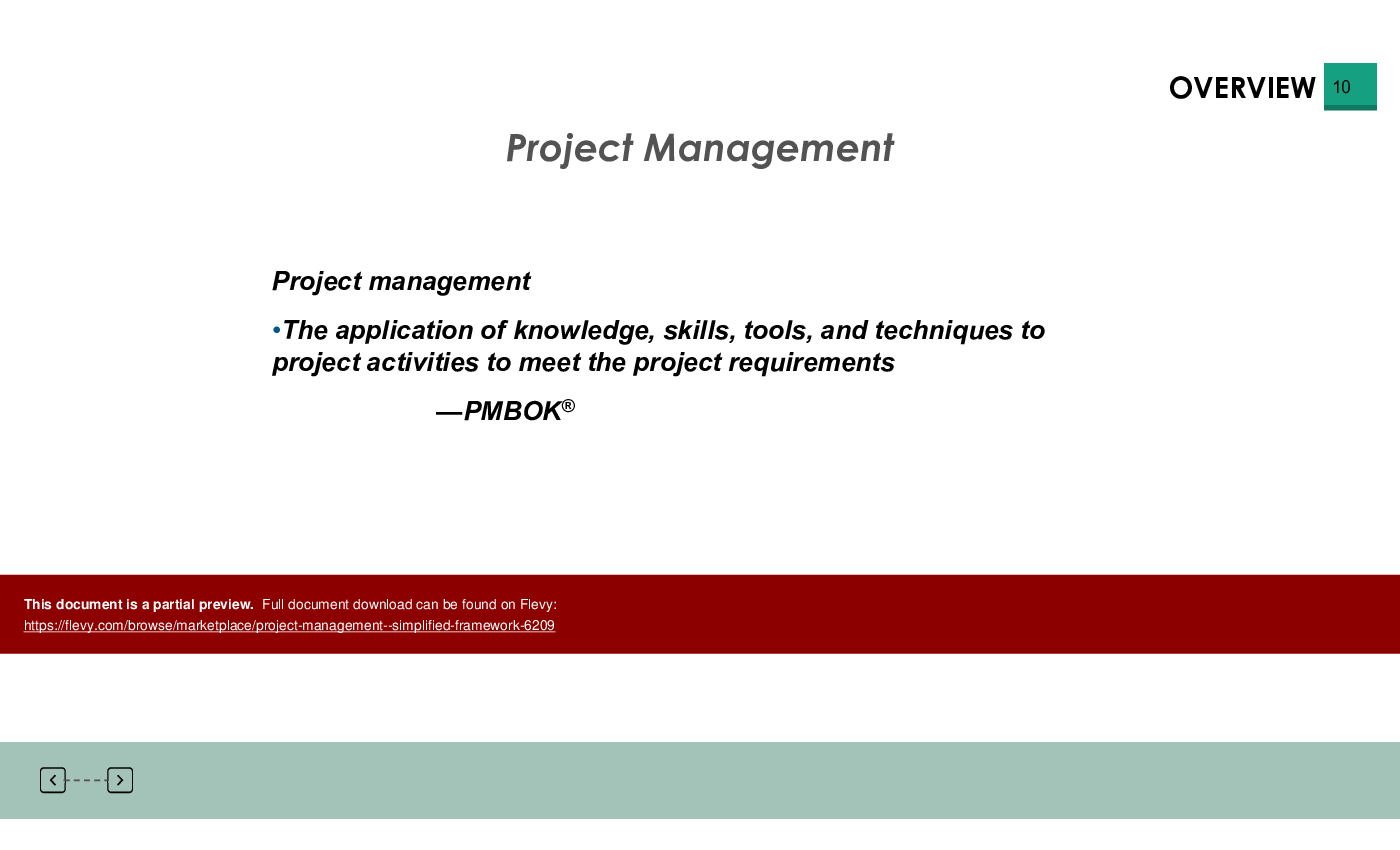 This is a partial preview of Project Management - Simplified Framework (166-slide PowerPoint presentation (PPTX)). Full document is 166 slides. 
